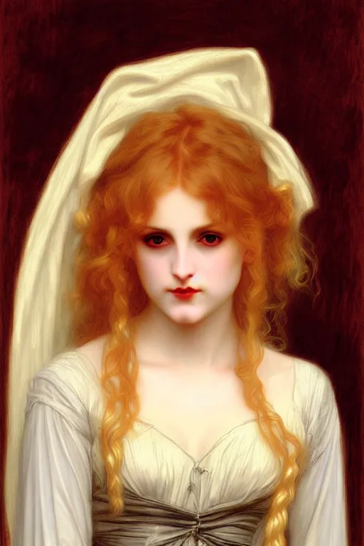 Image similar to victorian vampire blondes hair, painting by rossetti bouguereau, detailed art, artstation