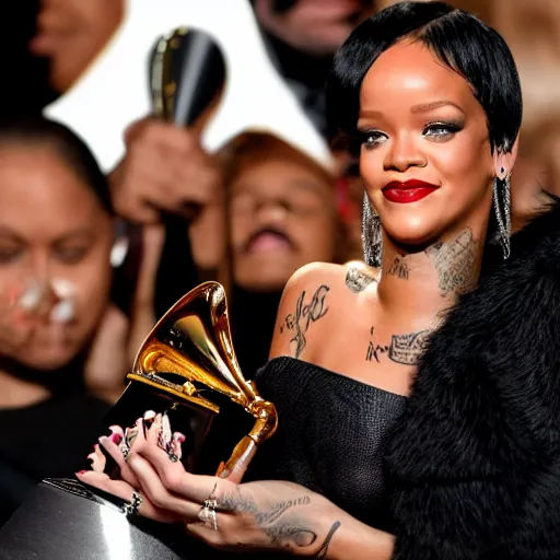 Image similar to rihanna winning a grammy award