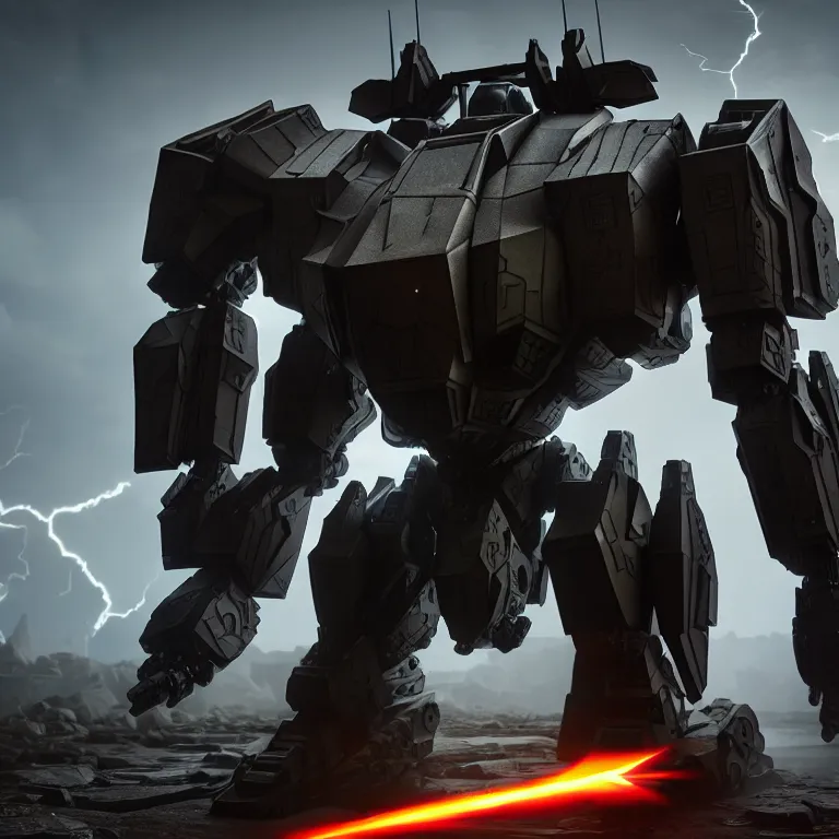 Prompt: hyper detailed 8 k cg cinematic still, rendering with volumetric lightning and ray tracing, show case of full body aggressive armored core, weathering armor plating, decipticon armor plating, aggressive head, endoekeleton exposure