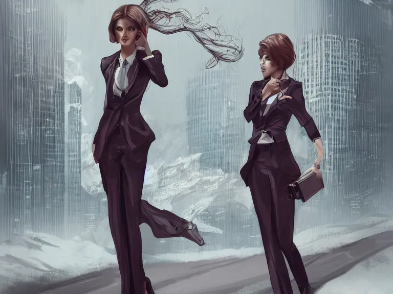 Prompt: full body portrait of a woman styled after an international-style office building, fantasy artwork, award winning, very very very very very very very beautiful scenery, artstation