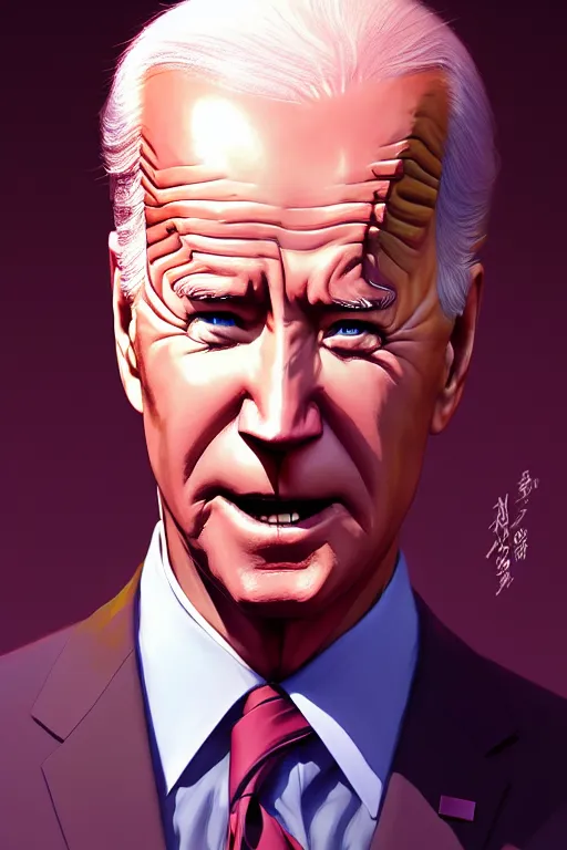 Image similar to joe biden reaction meme, full face, anime, fantastic details, pixiv, hyperdetailed unreal engine, stanley artgerm lau, wlop, rossdraws, james jean marc, simonetti ruan jia and mandy jurgens and artgerm and sakimichan, illustration, digital art, concept art, manga cover