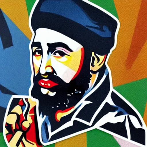Image similar to pop art of Fidel Castro having a joint