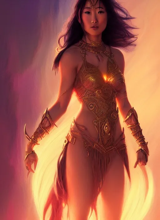 Prompt: karen fukuhara as dejah thoris, intricate, elegant, glowing lights, highly detailed, digital painting, artstation, glamor pose, concept art, smooth, sharp focus, illustration, art by artgerm and greg rutkowski, artey freytag