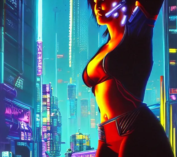 Image similar to a portrait of a cyberpunk person, Night City, cyberpunk 2077, very very coherent painting, 1979 OMNI Magazine Cover, street level neo-Tokyo in Cyberpunk 2077 style by Vincent Di Fate by mark arian by artgerm, 4k, 8k, HD, trending on artstation