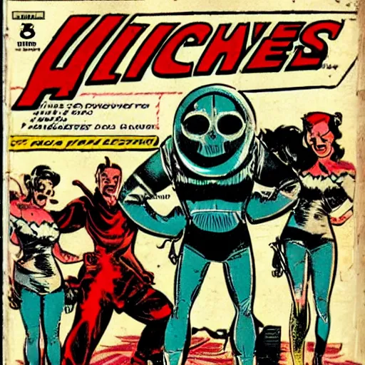 Image similar to vintage comic book about fallout ghouls