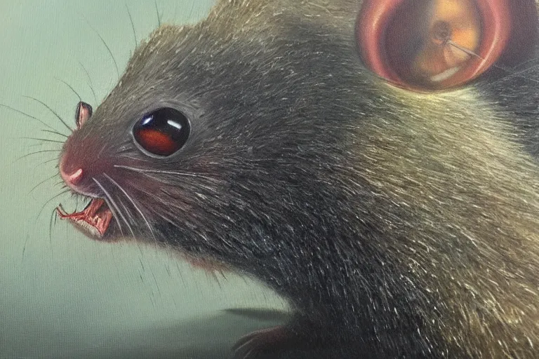 Prompt: oil painting, close-up, hight detailed, portrait of rat king, in style of 80s sci-fi art