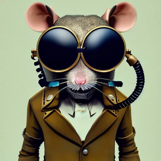 Image similar to a rat with steampunk googles, by Beeple
