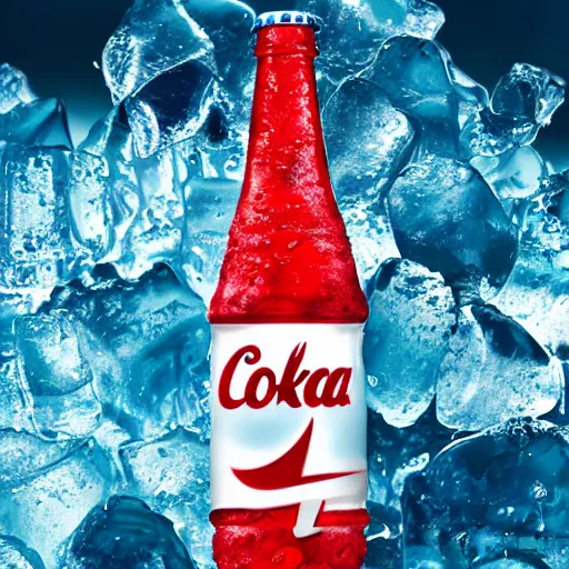 Prompt: an icy cold bottle of conka cola, marketing promo photo