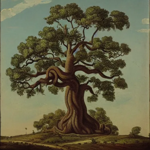 Image similar to a giant snake with an oak tree for a head