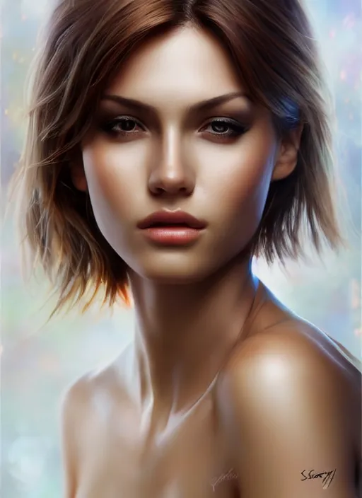 Prompt: photo of a gorgeous female in the style of stefan kostic, realistic, half body shot, sharp focus, 8 k high definition, insanely detailed, intricate, elegant, art by stanley lau and artgerm, bokeh foliage