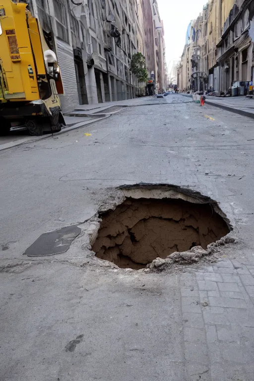 Image similar to an big hole on the street,