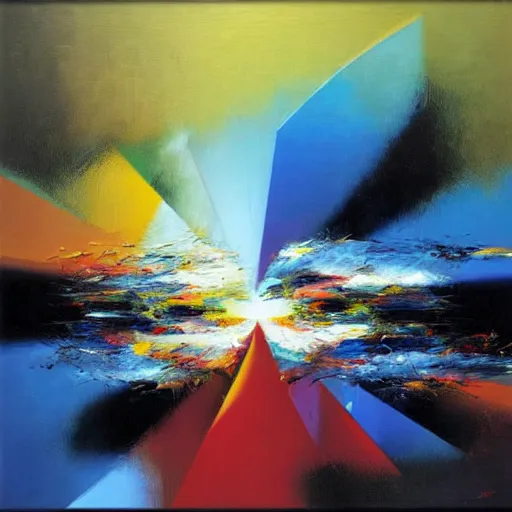 Image similar to abstract art representing momentum, oil painting by john berkey and gabriel dawe, masterwork