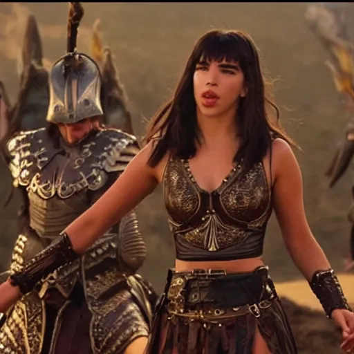 Prompt: still of dua lipa in xena