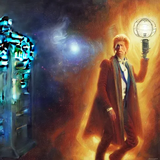 Image similar to david bowie as doctor who, radiant light, caustics, heroic, bright iridescent light, by gaston bussiere, bayard wu, greg rutkowski, maxim verehin