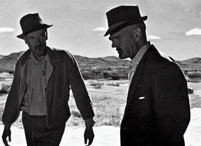 Prompt: a movie still from the 1955 crime noir called when Breaking Bad, in full technicolor