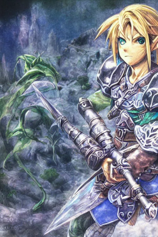 Prompt: Link by Yoshitaka Amano