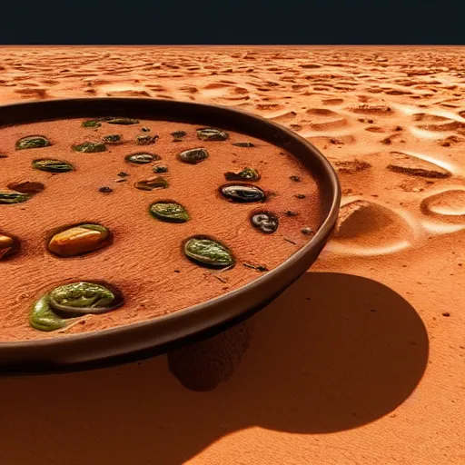 Image similar to “ olive garden on mars, hyper realism 4 k photo ”