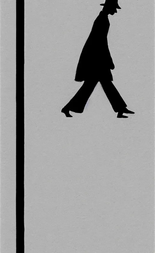 Prompt: symmetry!! black and white silhouette drawing of a single person walking, white background by stanhope forbes, centered