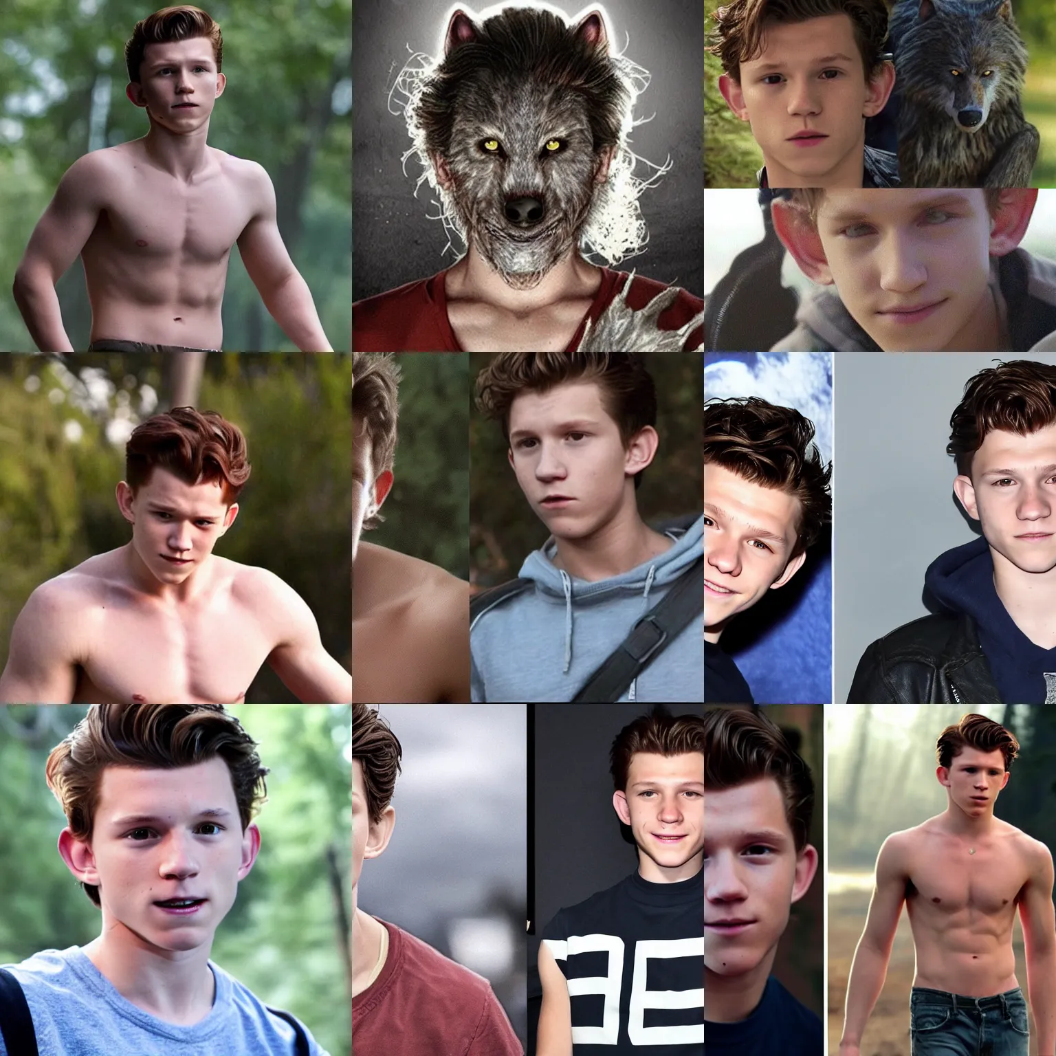 Prompt: tom holland as a teen wolf werewolf