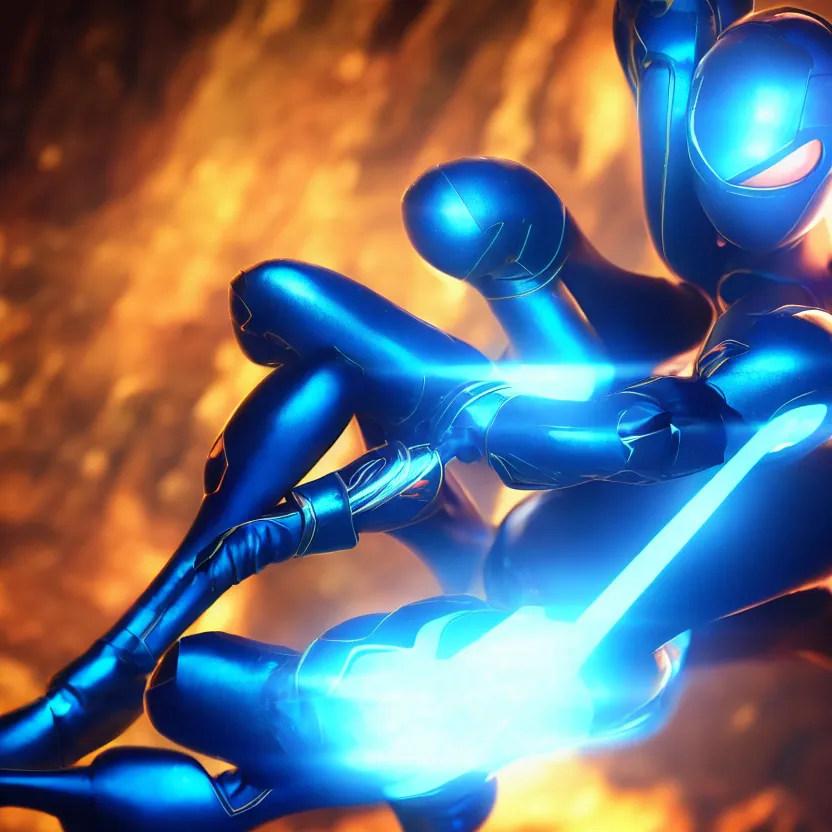 Prompt: zero suit samus, cinematic lighting, volumetric lighting, award winning photography, highly detailed, intricate, sharp focus, 4 k wallpaper, unreal engine, 9 0 mm, f / 1. 4