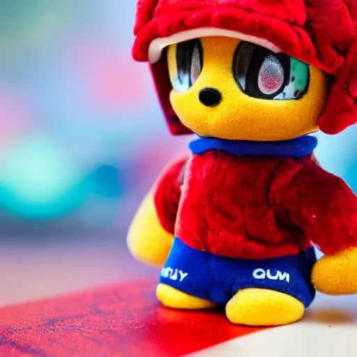 Prompt: a beanie baby gundam piloted by taylor swift, macro photography 8k ,high contrast, sharp focus, depth of field, product photography