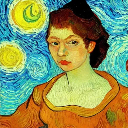 Image similar to a dream girl named Nyuta, van gogh painting