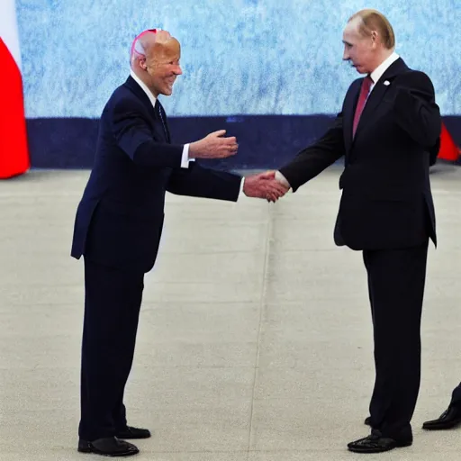 Image similar to biden and putin playing rock paper scissors, no one wins