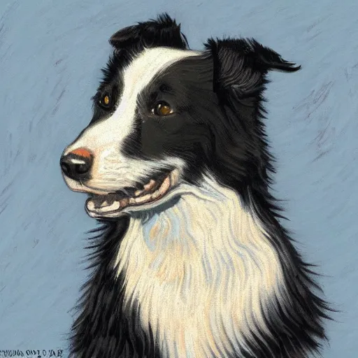 Prompt: a border collie by vincent van gogh, digital art, trending on artstation