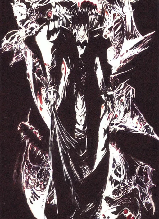 Image similar to poster art of vampire by yoshitaka amano