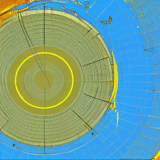 Prompt: radar screen from 7 0 ’ s showing islands