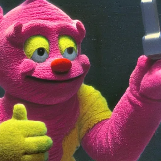 Image similar to the fifth teletubby which was cancelled for being too terrifying and violent, concept art, realistic horror 4 k.