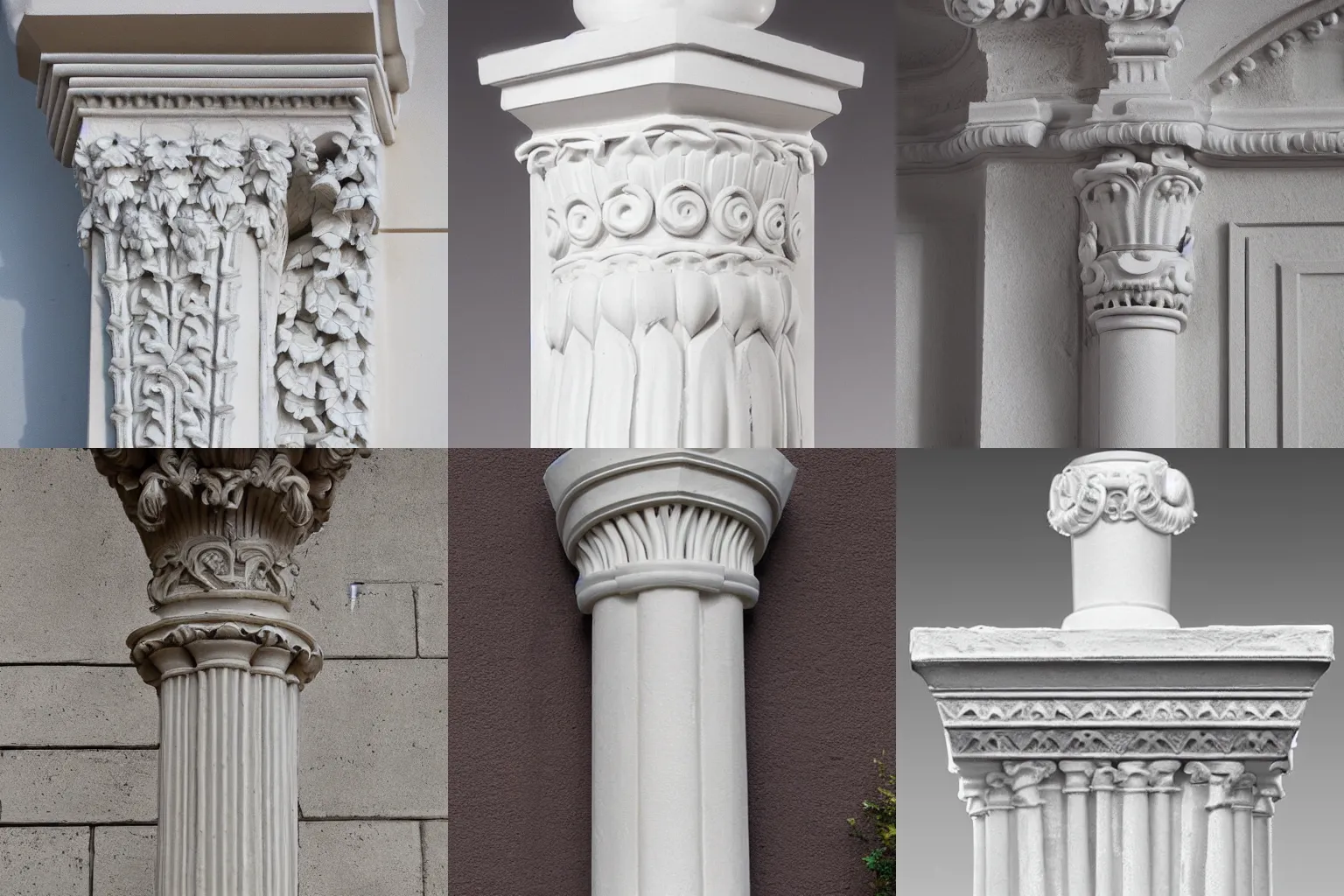 Prompt: a beautiful photograph of a strange column capital of an unknown order. the detailed ornament of the column looks like white slime mold. highly detailed. product photograph. the image would make the perfect icon for a discord server for AI-generated architecture