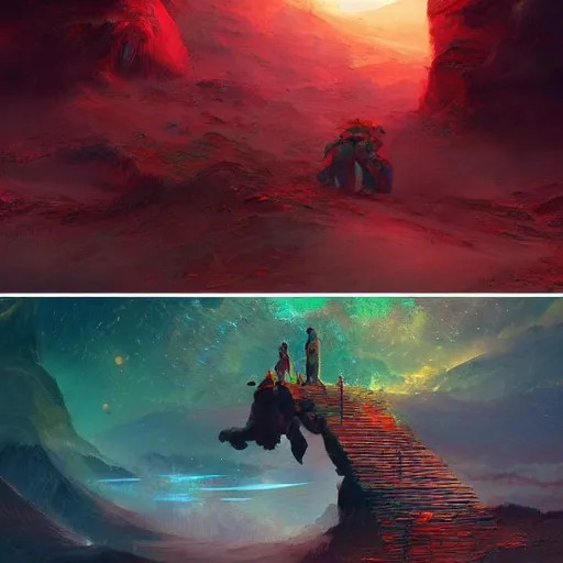 Image similar to a spiritual journey in the cosmos, by peter morbacher and marc simonetti, trending on artstation,