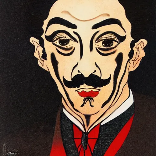 Image similar to portrait of Salvador Dali in the style of Takato Yamamoto