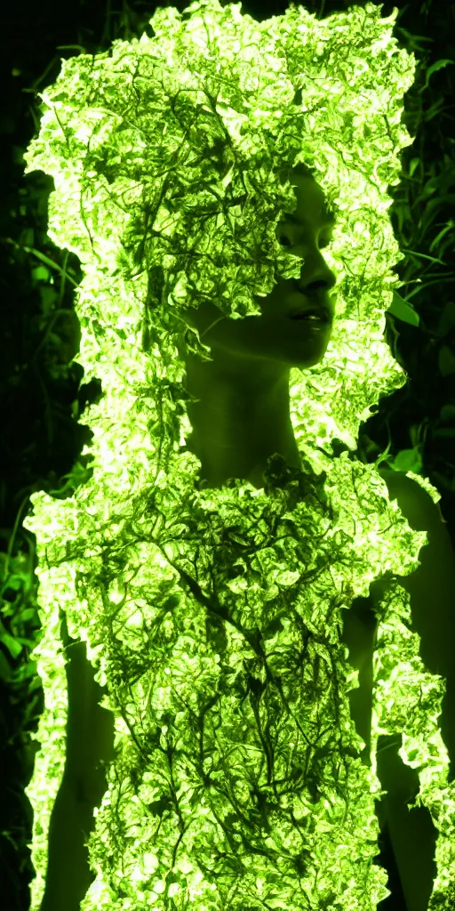 Prompt: a photosynthetic woman