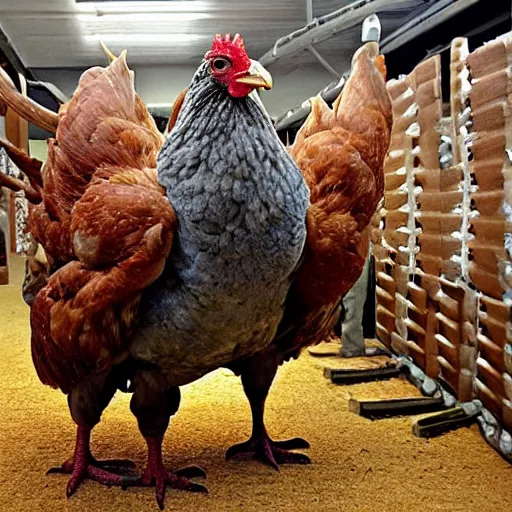 Image similar to giant chicken bred for war