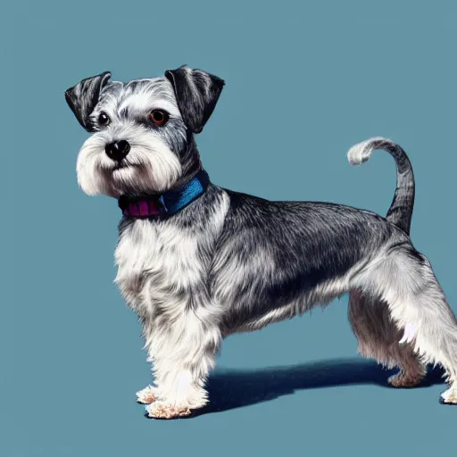 Prompt: miniature schnauzer extremely detailed, sharp focus, wide view, full body shot, smooth, digital illustration, by, james jean, by rossdraws, frank franzzeta, sakimichan, jeremy lipking