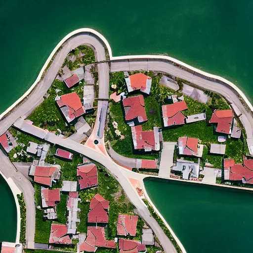 Image similar to satellite photo of a houses in the shape of a question mark