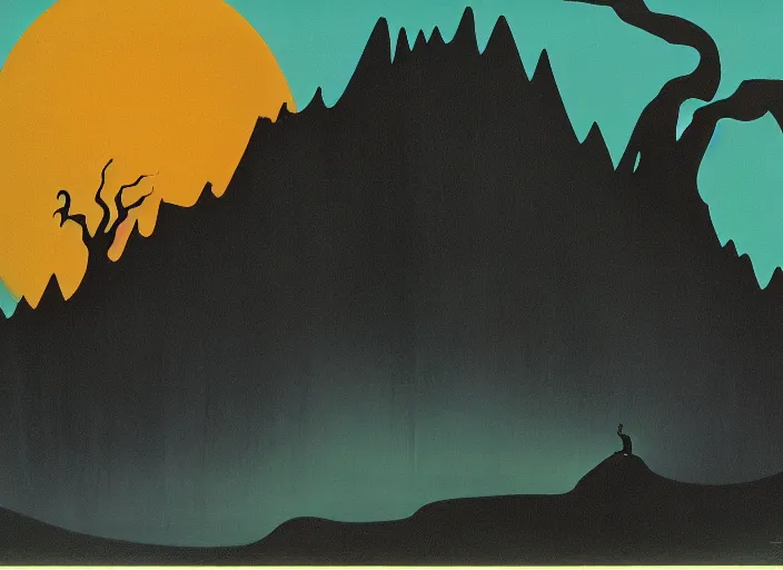 Image similar to a monster by eyvind earle, matte painting, aesthetic