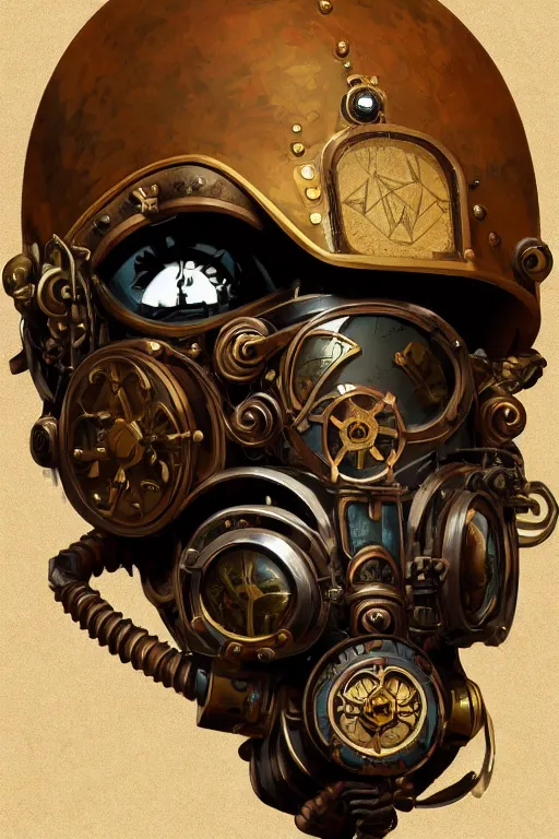 Image similar to steampunk helmet fantasy art mask robot ninja stylized digital illustration sharp focus, elegant intricate digital painting artstation concept art global illumination ray tracing advanced technology chaykin howard and campionpascale and cooke darwyn and davis jack