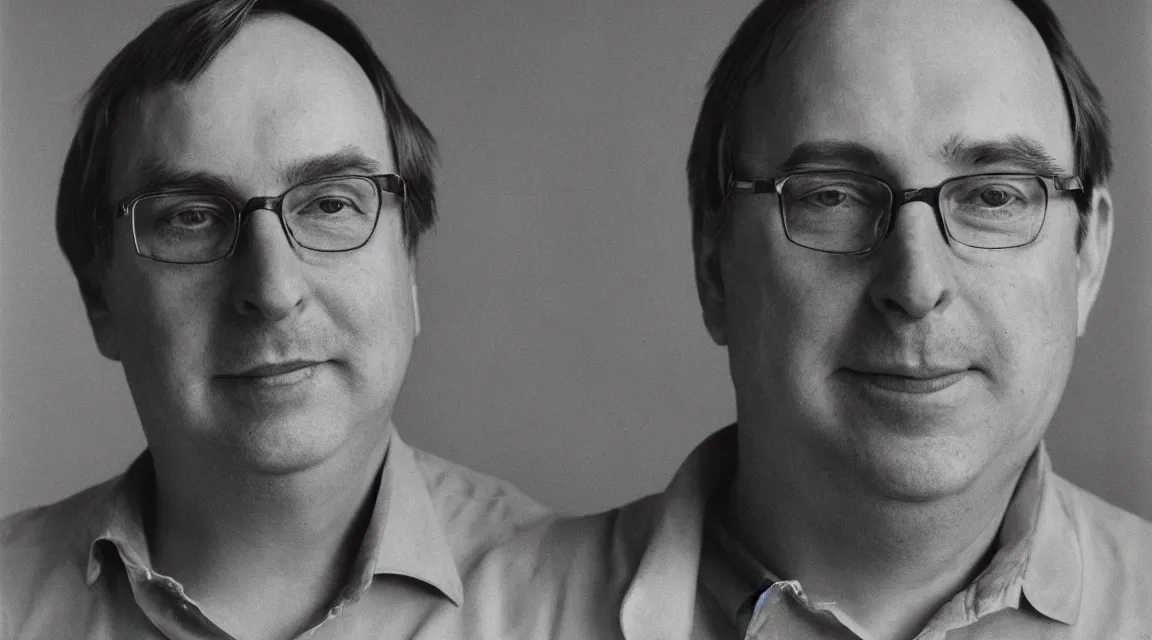 Image similar to portrait of Linus Torvalds taked by Richard Avedon