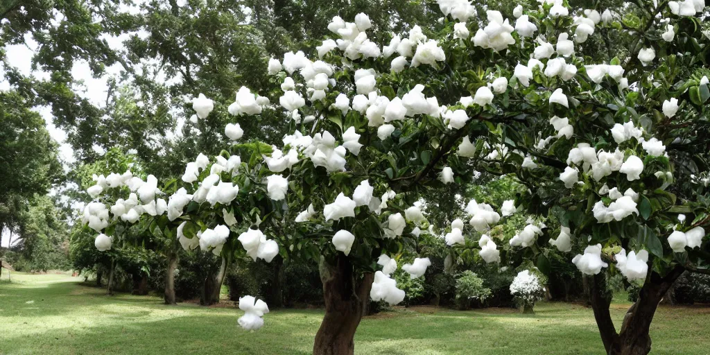 Prompt: a tree full of gardenias