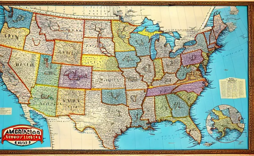 Image similar to aspics of america map, map key, tourist map, brochure, hd, detailed