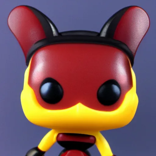 Prompt: crimson-black bee Funko Pop