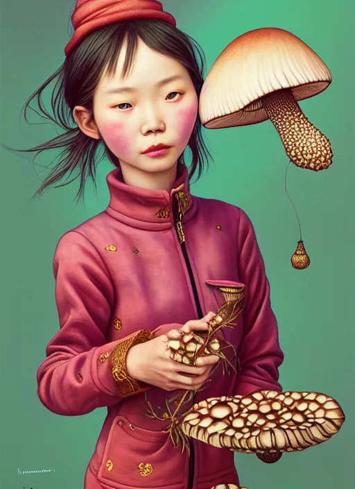 Prompt: yunnan girl with mushroom : : by martine johanna and simon stalenhag and chie yoshii and casey weldon and wlop : : ornate, dynamic, particulate, rich colors, intricate, elegant, highly detailed, centered, artstation, smooth, sharp focus, octane render, 8 k