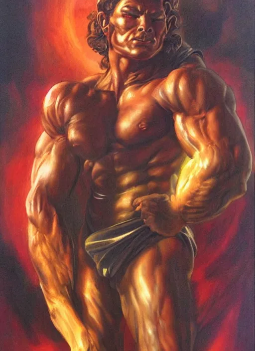 Image similar to portrait of strongmale god of the moon, strong line, deep color, beautiful! coherent! by boris vallejo