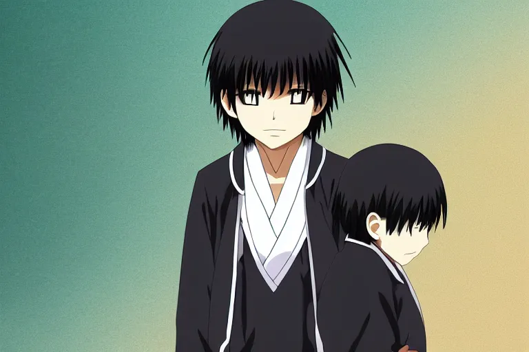 Prompt: hijikata toushirou, child, anime, short black hair