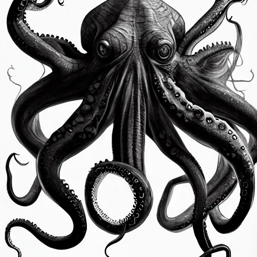 Image similar to zombified tribal octopus full body profile, trending on artstation, ultra fine detailed, hyper detailed, hd, concept art, digital painting