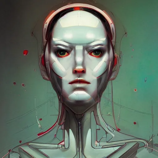 Image similar to portrait of female android by james jean