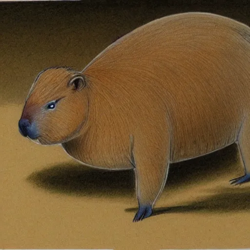 Image similar to capybara, scientific diagram, drawing